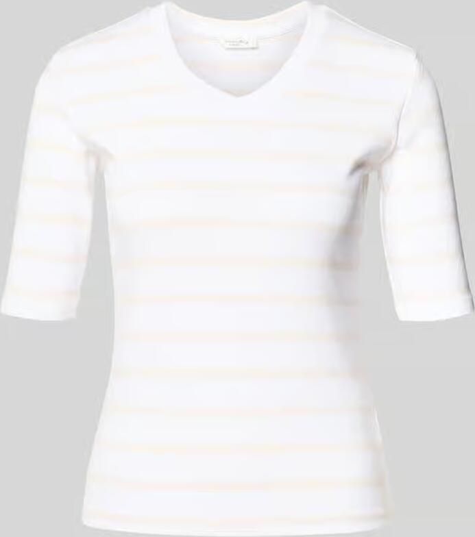 Christian Berg Woman T-shirt met Streepmotief en V-hals
