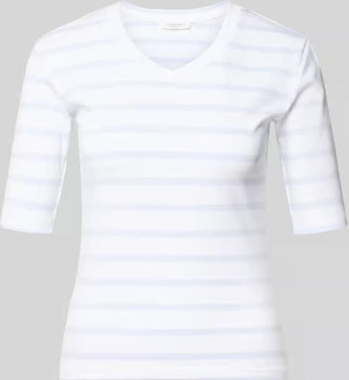 Christian Berg Woman T-shirt met Streepmotief en V-hals