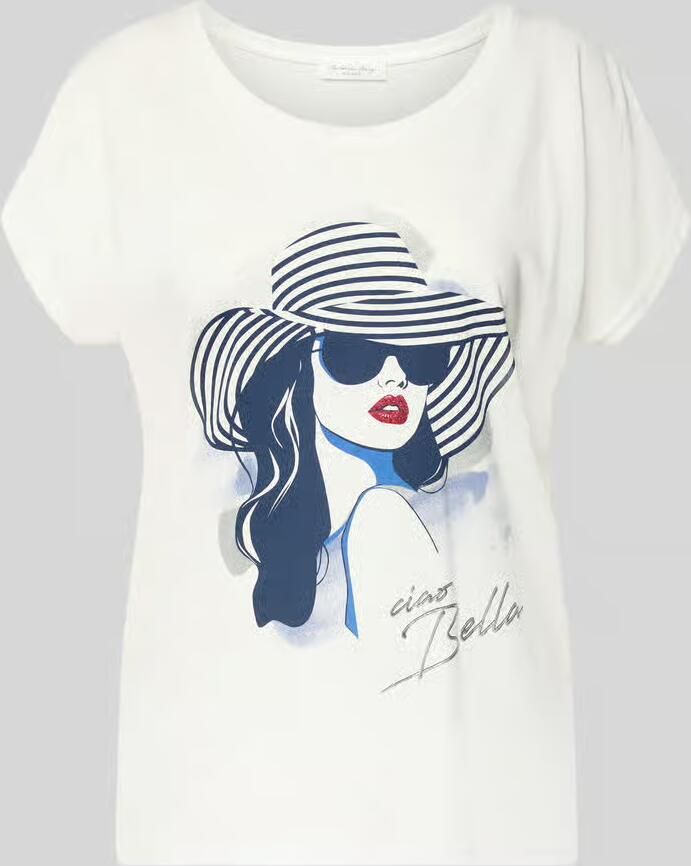 Christian Berg Woman T-shirt van mix van katoen en viscose met motiefprint - Foto 2