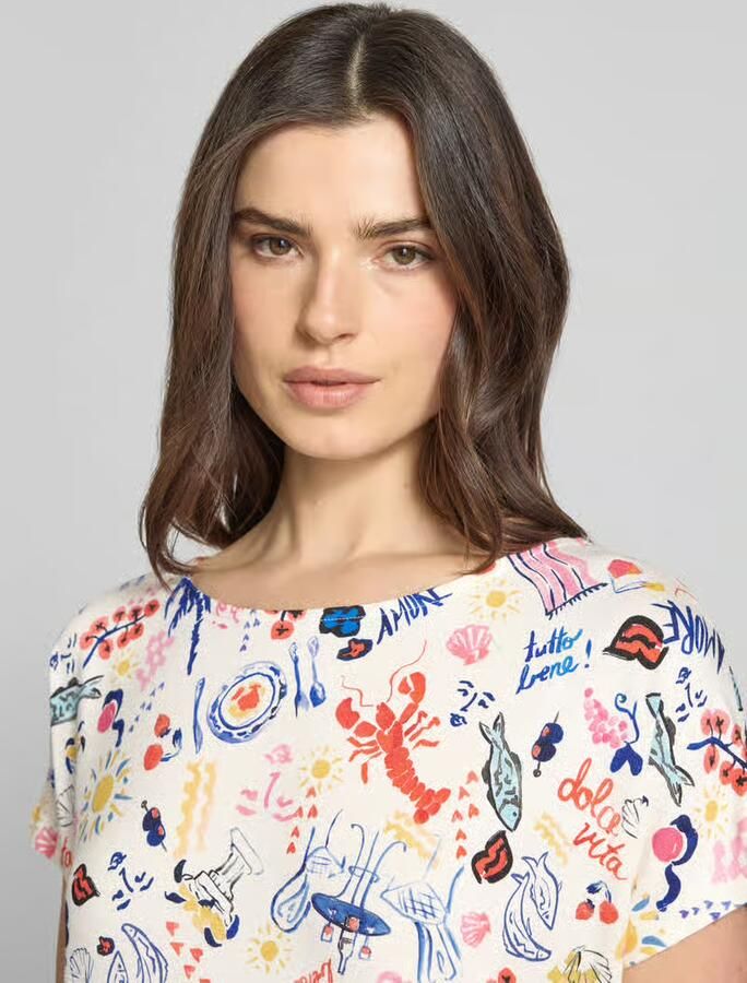 Christian Berg Woman T-shirt van mix van viscose en elastaan in all-over look