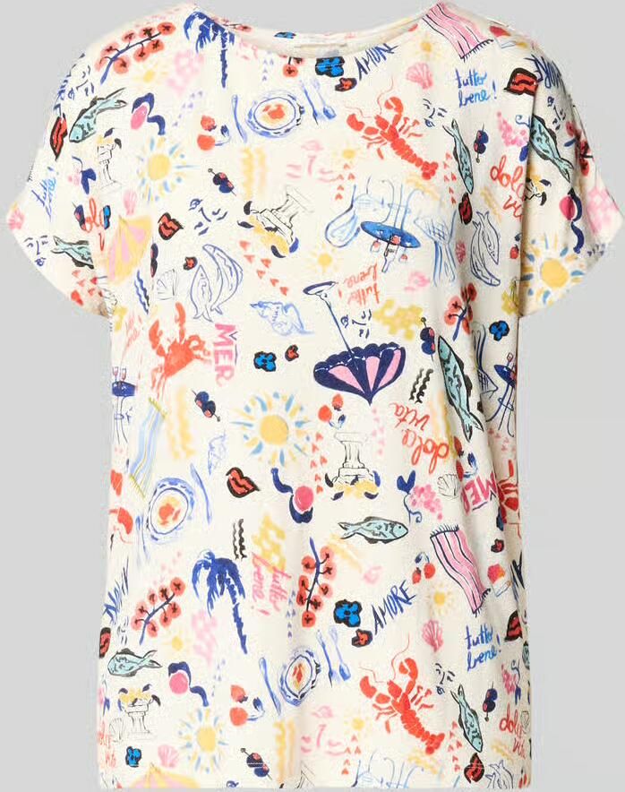Christian Berg Woman T-shirt van mix van viscose en elastaan in all-over look - Foto 2