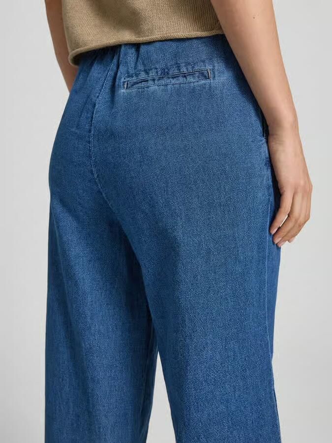 Christian Berg Woman Wide leg jeans van mix van katoen en linnen met strikceintuur
