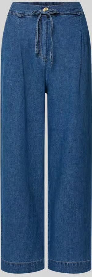 Christian Berg Woman Wide leg jeans van mix van katoen en linnen met strikceintuur - Foto 2