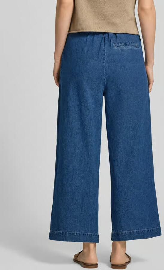 Christian Berg Woman Wide leg jeans van mix van katoen en linnen met strikceintuur - Foto 3