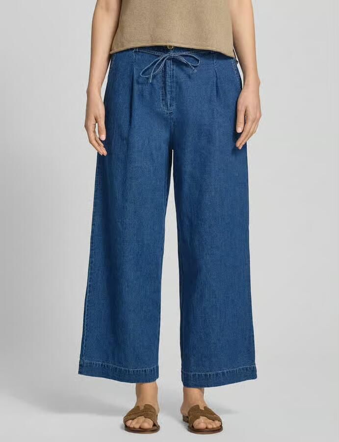 Christian Berg Woman Wide leg jeans van mix van katoen en linnen met strikceintuur - Foto 2