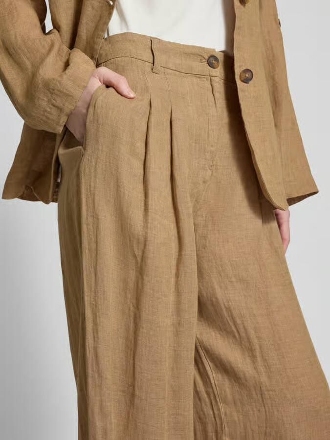 Christian Berg Woman Wide leg linnen broek met bandplooien