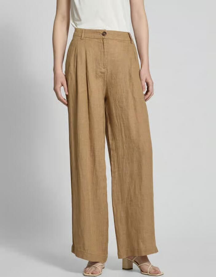 Christian Berg Woman Wide leg linnen broek met bandplooien - Foto 2