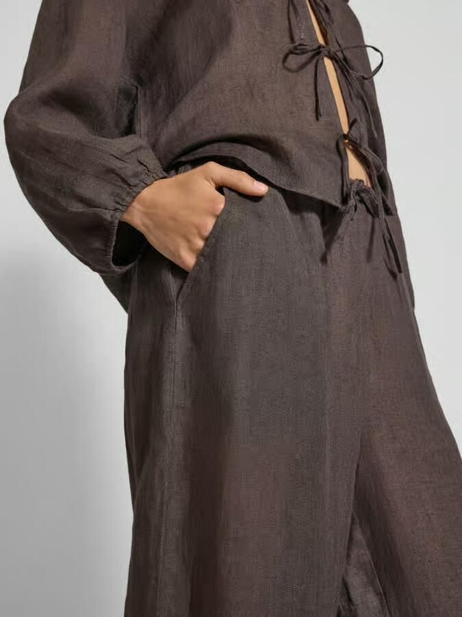 Christian Berg Woman Wide leg linnen broek met steekzakken