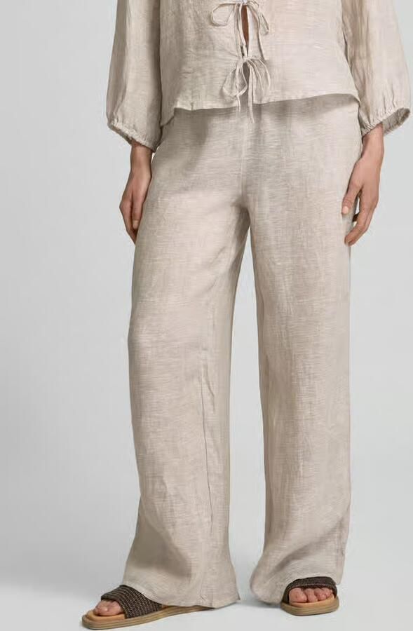 Christian Berg Woman Wide leg linnen broek met steekzakken - Foto 2