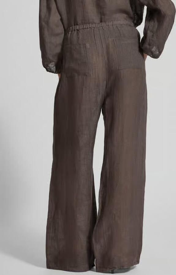 Christian Berg Woman Wide leg linnen broek met steekzakken - Foto 3