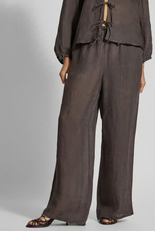 Christian Berg Woman Wide leg linnen broek met steekzakken - Foto 2