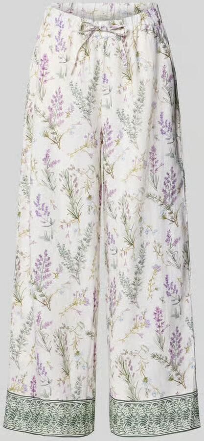 Christian Berg Woman Wide leg linnenbroek met lavendelprint