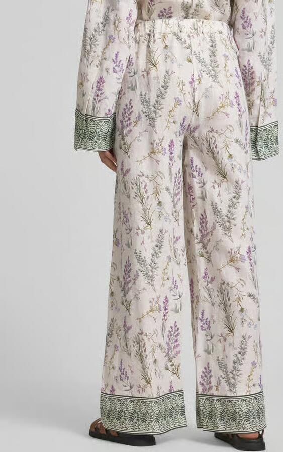 Christian Berg Woman Wide leg linnenbroek met lavendelprint