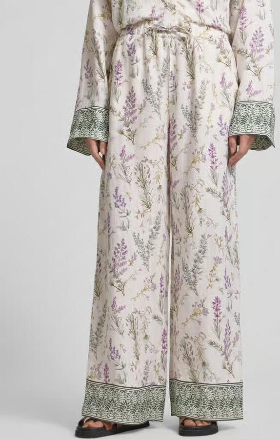 Christian Berg Woman Wide leg linnenbroek met lavendelprint - Foto 3