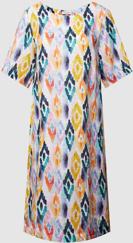 Christian Berg Woman Knielange jurk van linnen met all-over print