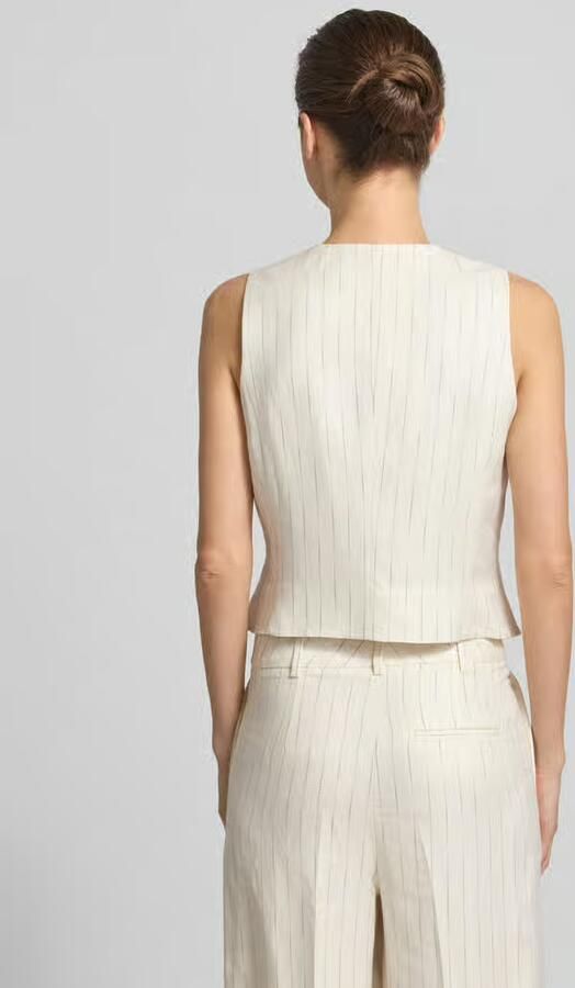 Christian Berg Woman Selection 'Bodywarmer van linnenmix met asymmetrisch model en krijtstreep' - Foto 3