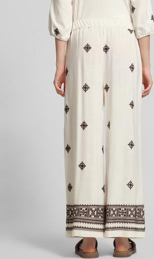 Christian Berg Woman Selection Broek van mix van viscose en linnen met stitchings - Foto 3
