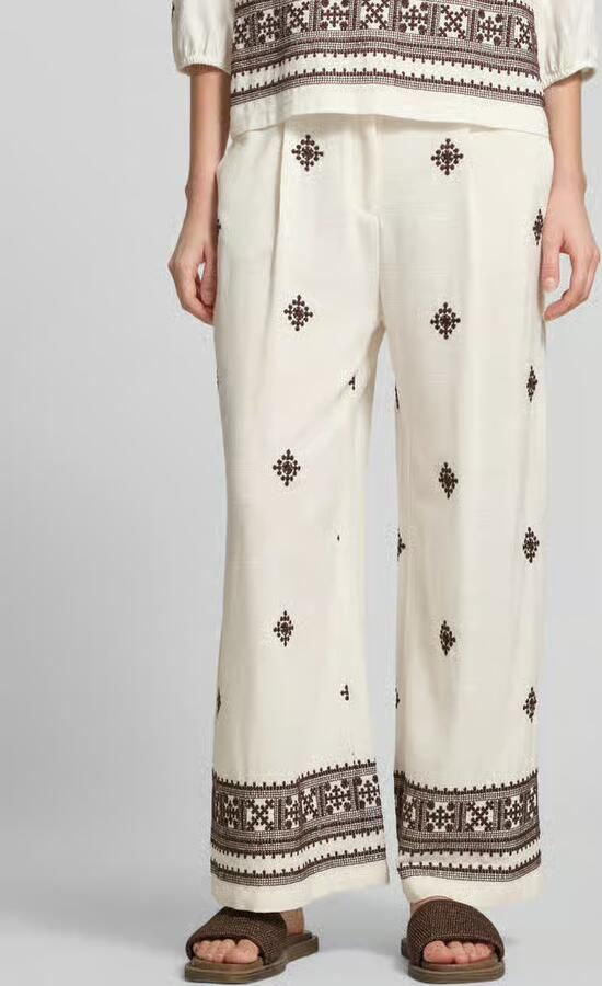 Christian Berg Woman Selection Broek van mix van viscose en linnen met stitchings - Foto 2
