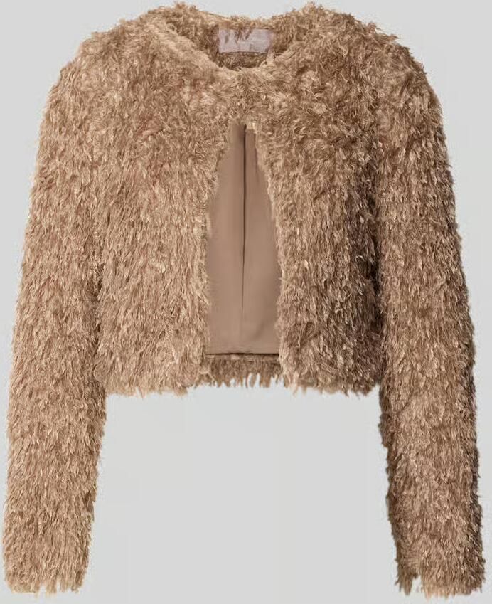 Christian Berg Woman Selection Cropped jas met veren en ronde halslijn