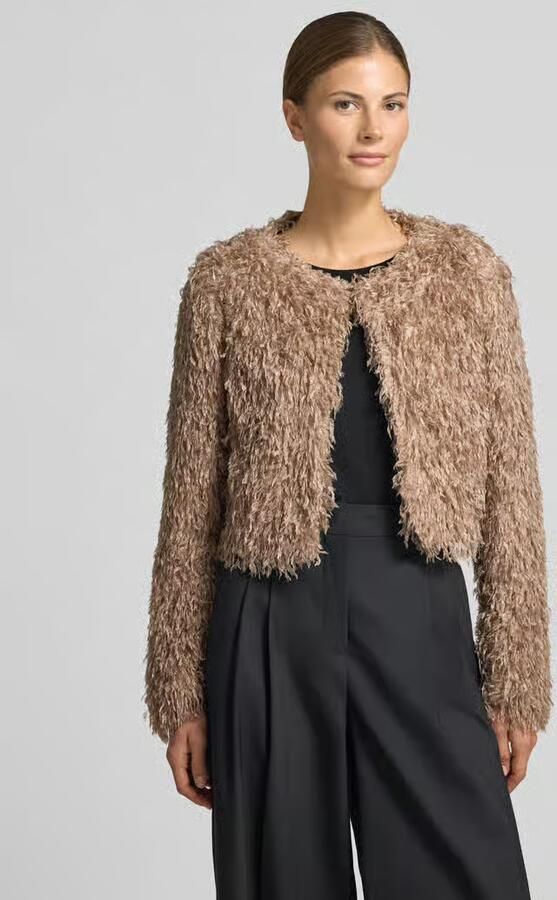 Christian Berg Woman Selection Cropped jas met veren en ronde halslijn - Foto 3