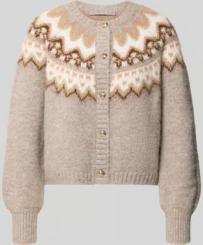 Christian Berg Woman Selection Gebreid jack met noors motief en ronde hals