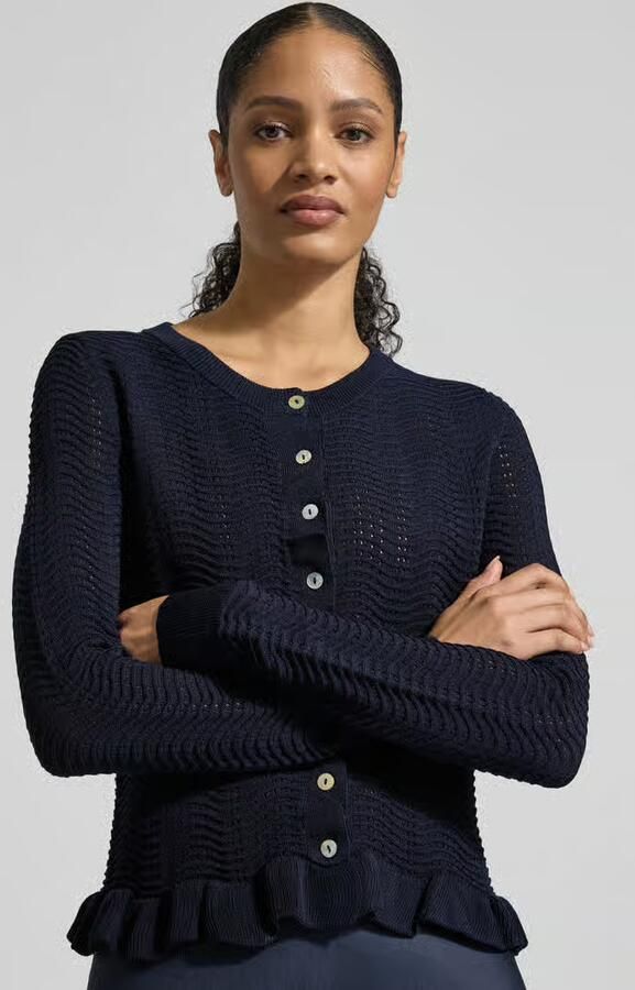 Christian Berg Woman Selection Gebreid vest met ronde halslijn en golvende zoom