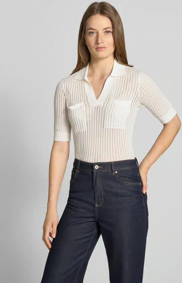 Christian Berg Woman Selection Gebreid shirt van viscosemix met polokraag - Foto 2