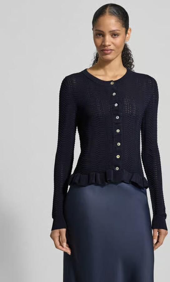 Christian Berg Woman Selection Gebreid vest met ronde halslijn en golvende zoom - Foto 4