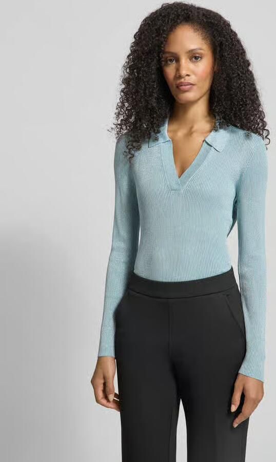 Christian Berg Woman Selection Gebreide pullover van viscosemix met polokraag en V-hals - Foto 2