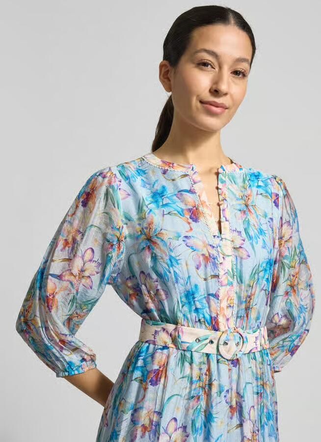 Christian Berg Woman Selection Knelange jurk in all-over look met riem