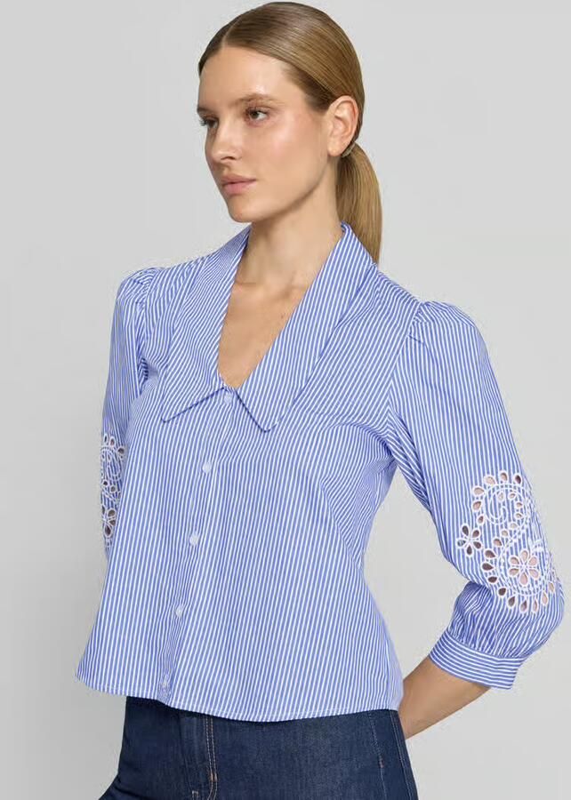 Christian Berg Woman Selection Korte blouse met ajourwerk en 3 4-mouw