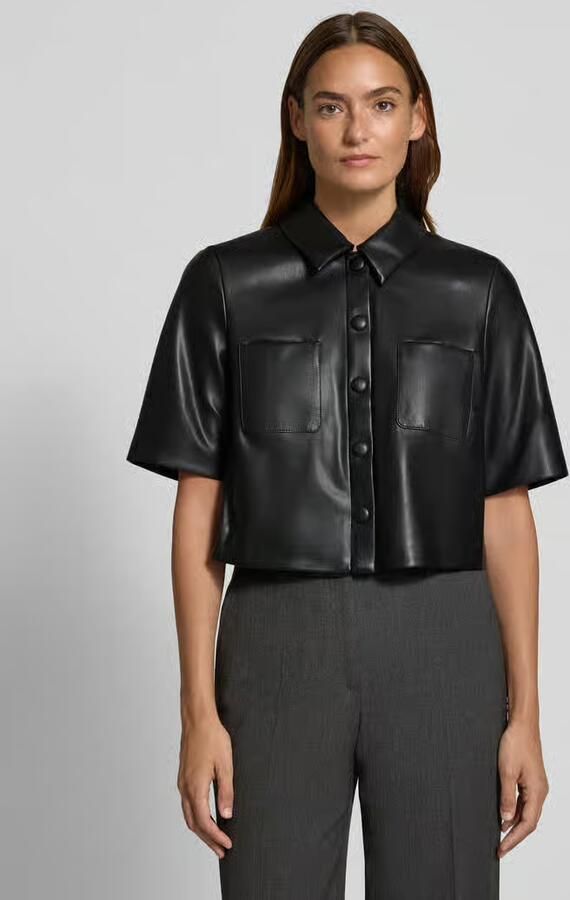 Christian Berg Woman Selection Korte overhemdblouse in leerlook