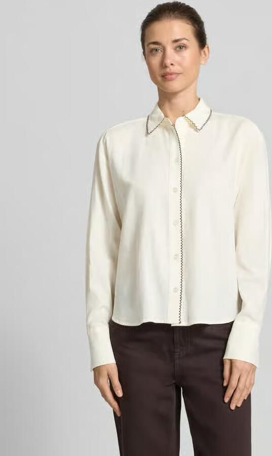 Christian Berg Woman Selection linnen blouse met siernaad en kentkraag - Foto 3