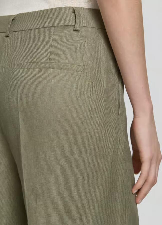 Christian Berg Woman Selection Linnen broek met persplooien en achterzak