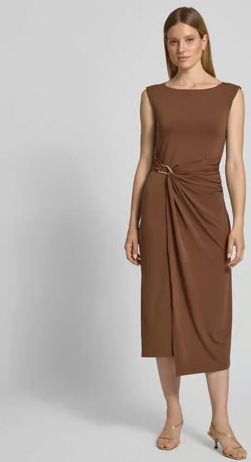 Christian Berg Woman Selection midi-jurk in wikkellook met ronde hals - Foto 3