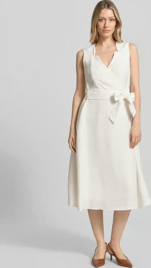 Christian Berg Woman Selection midi-jurk van mix van linnen en viscose in wikkellook - Foto 3