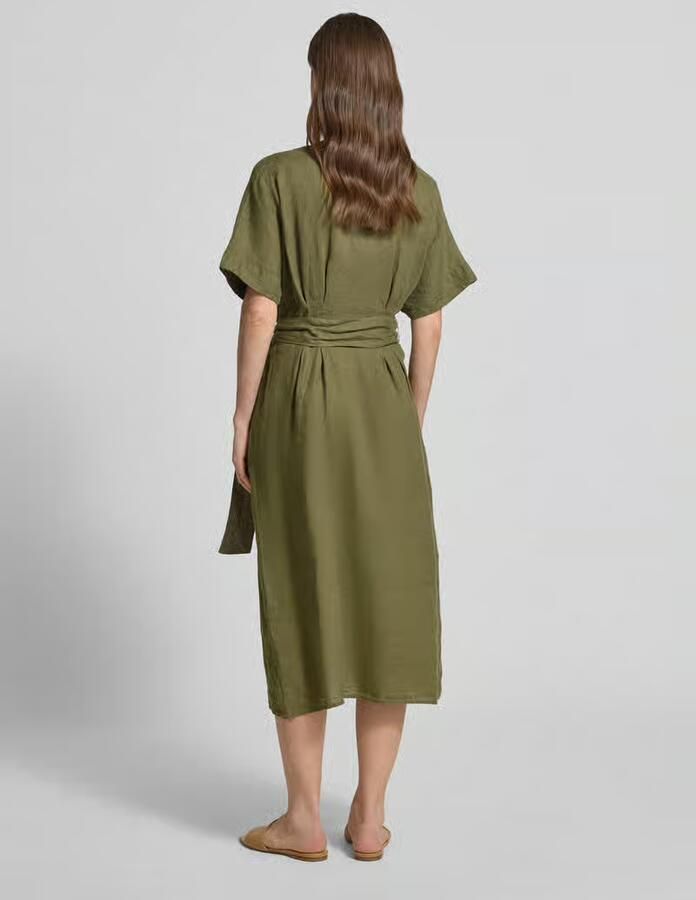 Christian Berg Woman Selection Midi-jurk van puur linnen met tuniekhals model 'Soli'