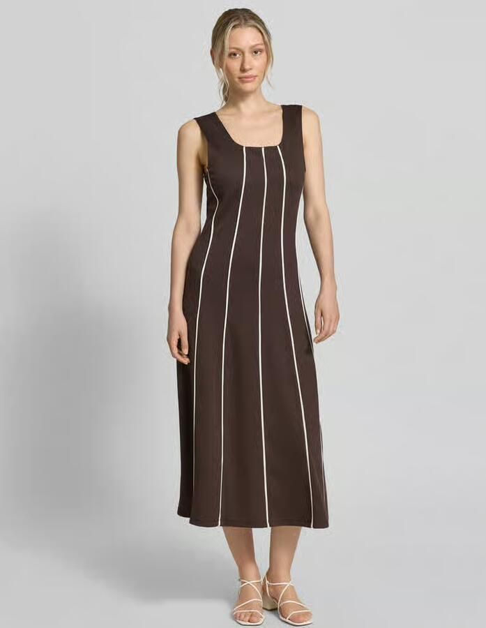 Christian Berg Woman Selection midi-jurk van viscosemix met vierkante hals - Foto 2