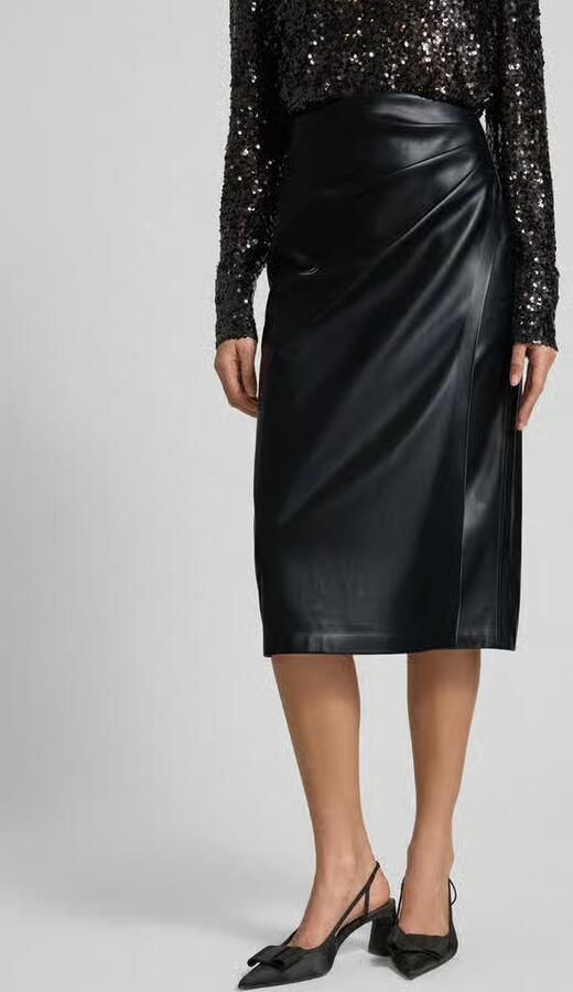 Christian Berg Woman Selection Midirok in leerlook met ritssluiting aan de achterkant - Foto 2
