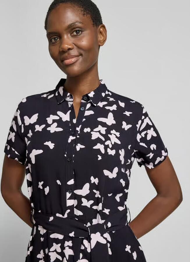 Christian Berg Woman Selection Overhemdjurk in all-over look met strikceintuur