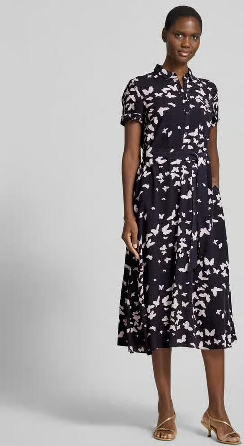 Christian Berg Woman Selection Overhemdjurk in all-over look met strikceintuur - Foto 3