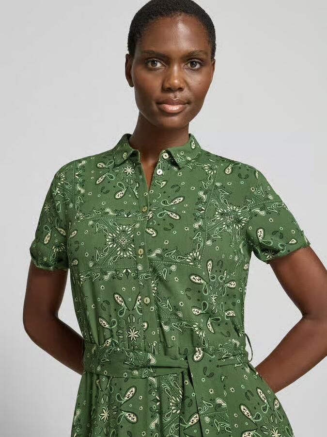 Christian Berg Woman Selection Overhemdjurk van viscose met strikceintuur