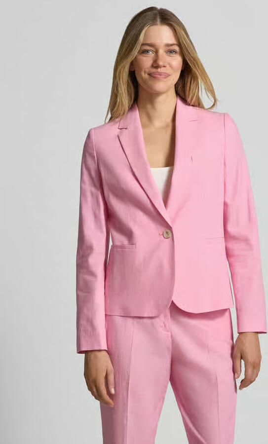Christian Berg Woman Selection regular fit blazer van linnenmix met paspelzakken - Foto 4