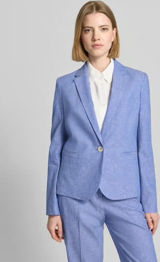 Christian Berg Woman Selection regular fit blazer van linnenmix met paspelzakken - Foto 4