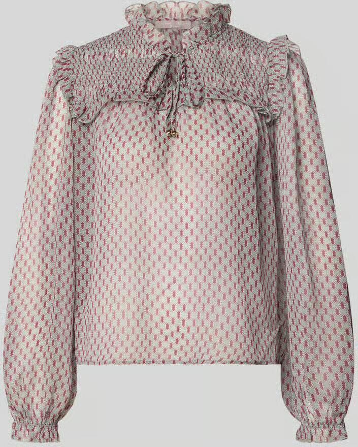 Christian Berg Woman Selection Regular fit blouse met vetersluiting en ruches