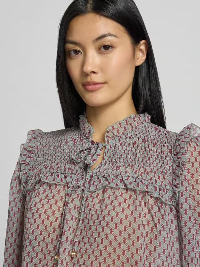 Christian Berg Woman Selection Regular fit blouse met vetersluiting en ruches - Foto 2