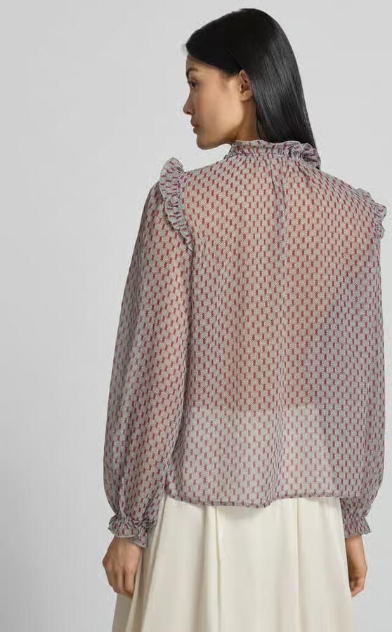 Christian Berg Woman Selection Regular fit blouse met vetersluiting en ruches - Foto 3
