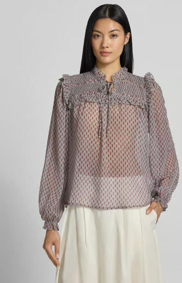 Christian Berg Woman Selection Regular fit blouse met vetersluiting en ruches - Foto 2