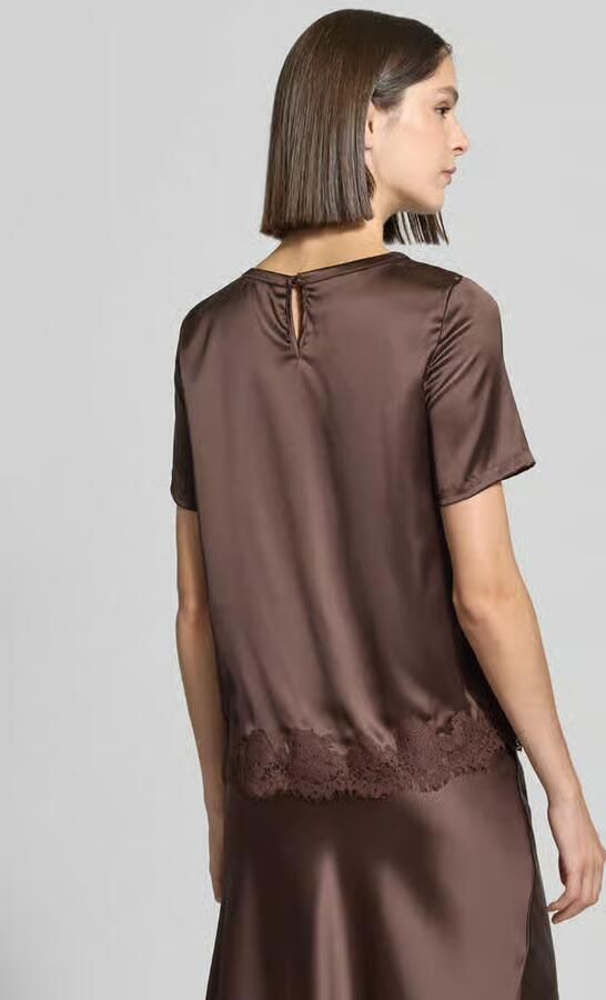 Christian Berg Woman Selection Regular fit blouse van satijn met kant - Foto 2