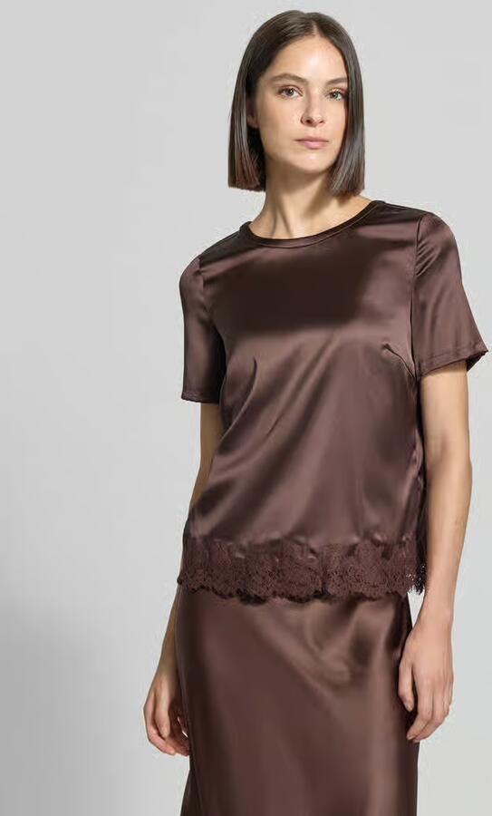 Christian Berg Woman Selection Regular fit blouse van satijn met kant - Foto 3